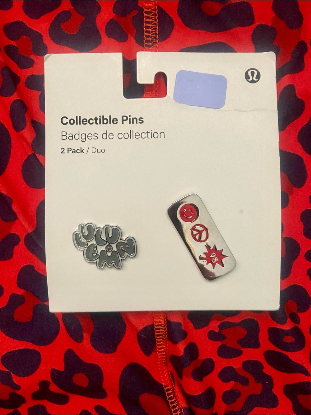🩶🍋❤️Lululemon/Athleta Enamel Collectible Pin Duo    Silver & Red $18 Retail